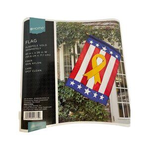 USA FLAG Support Our Troops American Flag GardenvYellow Ribbon Gold Stitching 40